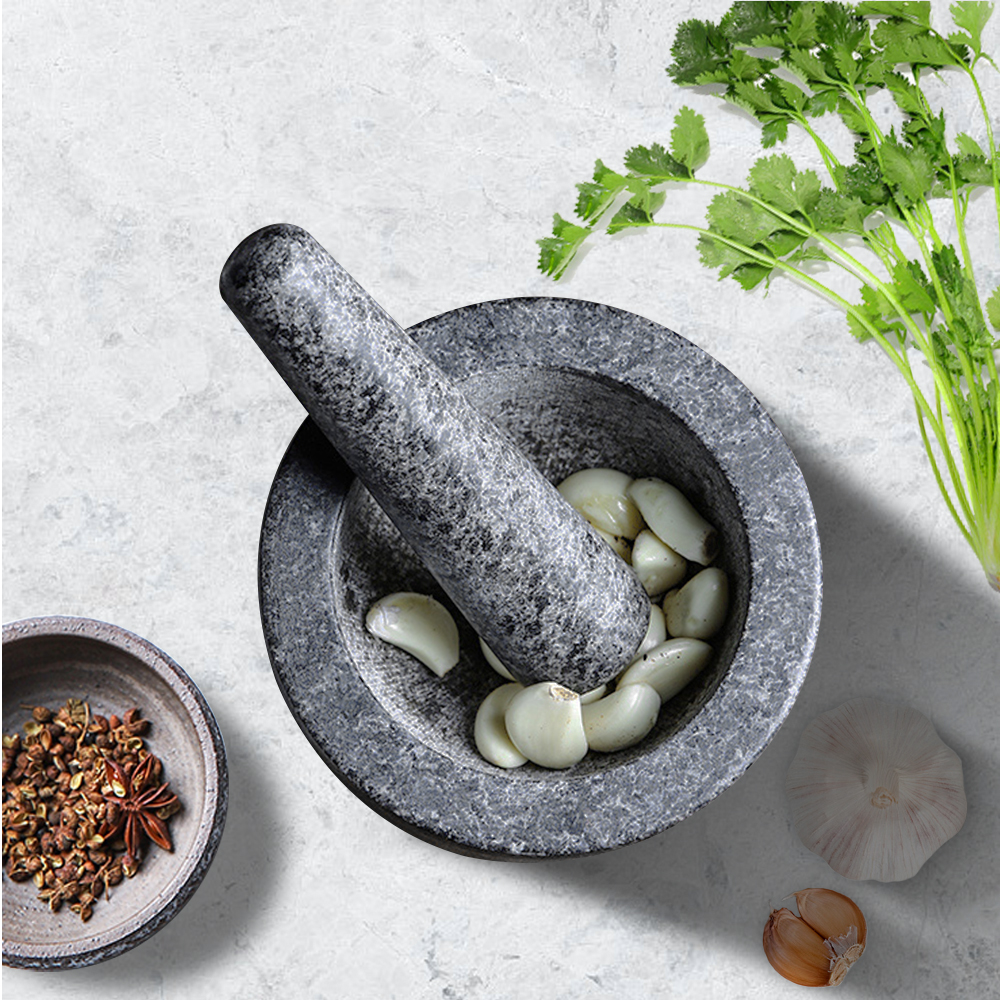 Solid Stone Food Preparation Unpolished Granite Spice Herb Grinder